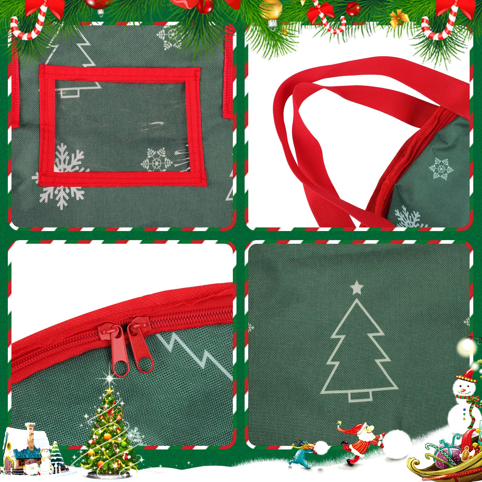 75 cm Borsa di Immagazzinaggio della Corona di Natale, Contenitore di Immagazzinaggio della Ghirlanda Borsa di Immagazzinaggio della Ghirlanda di Natale per la Decorazione di Ghirlanda, Verde