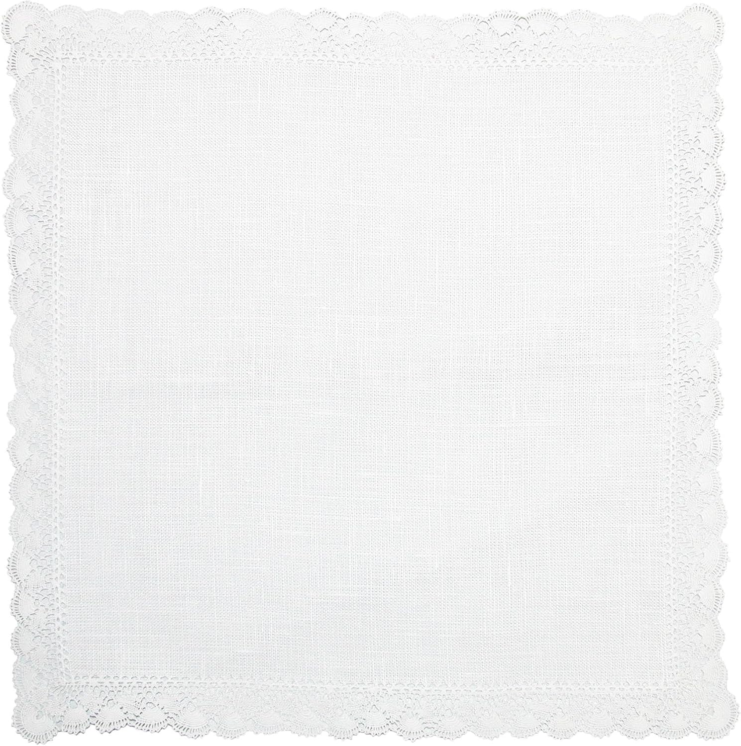 CTM Women's Nosegay Hand Made Bobbin Lace Linen Handkerchief