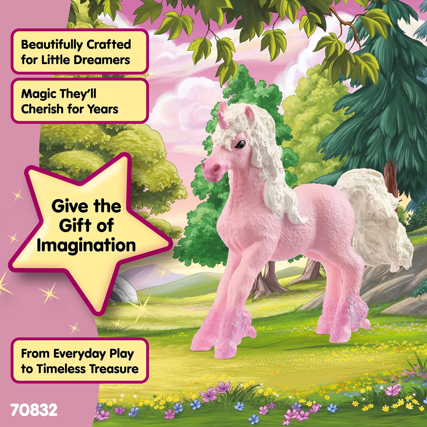 Schleich Bayala - Cute, 3" Flower Baby Unicorn Foal Toy. Pretty, Pink Fantasy Action Figure for Girls and Boys. Fun, Imaginative Play Pegasus Fairy Figurine, Mystical Toys for Kids Ages 5+, 70832