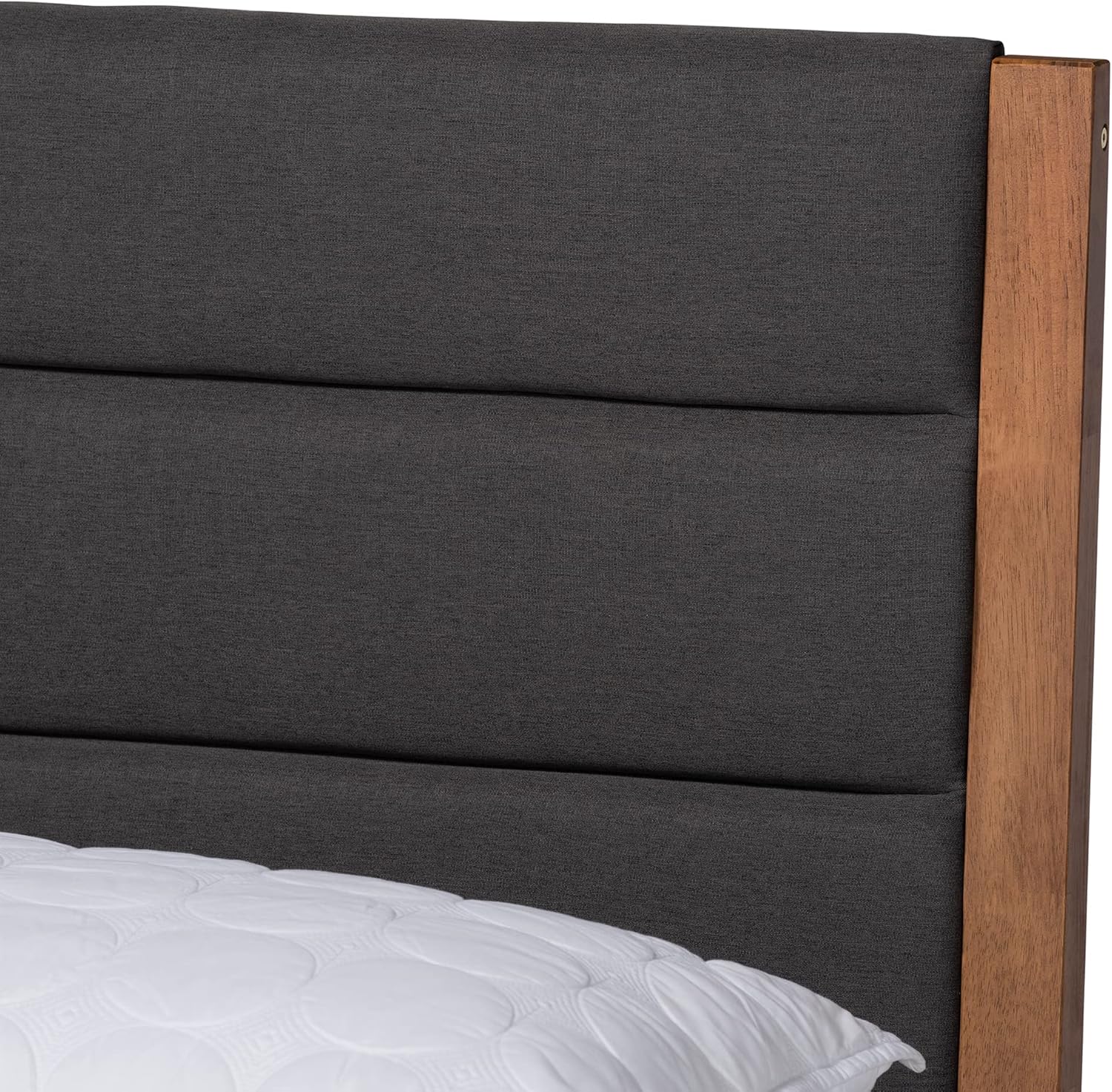 Baxton Studio Jarlan Beds (Platform), King, Charcoal/Walnut Brown