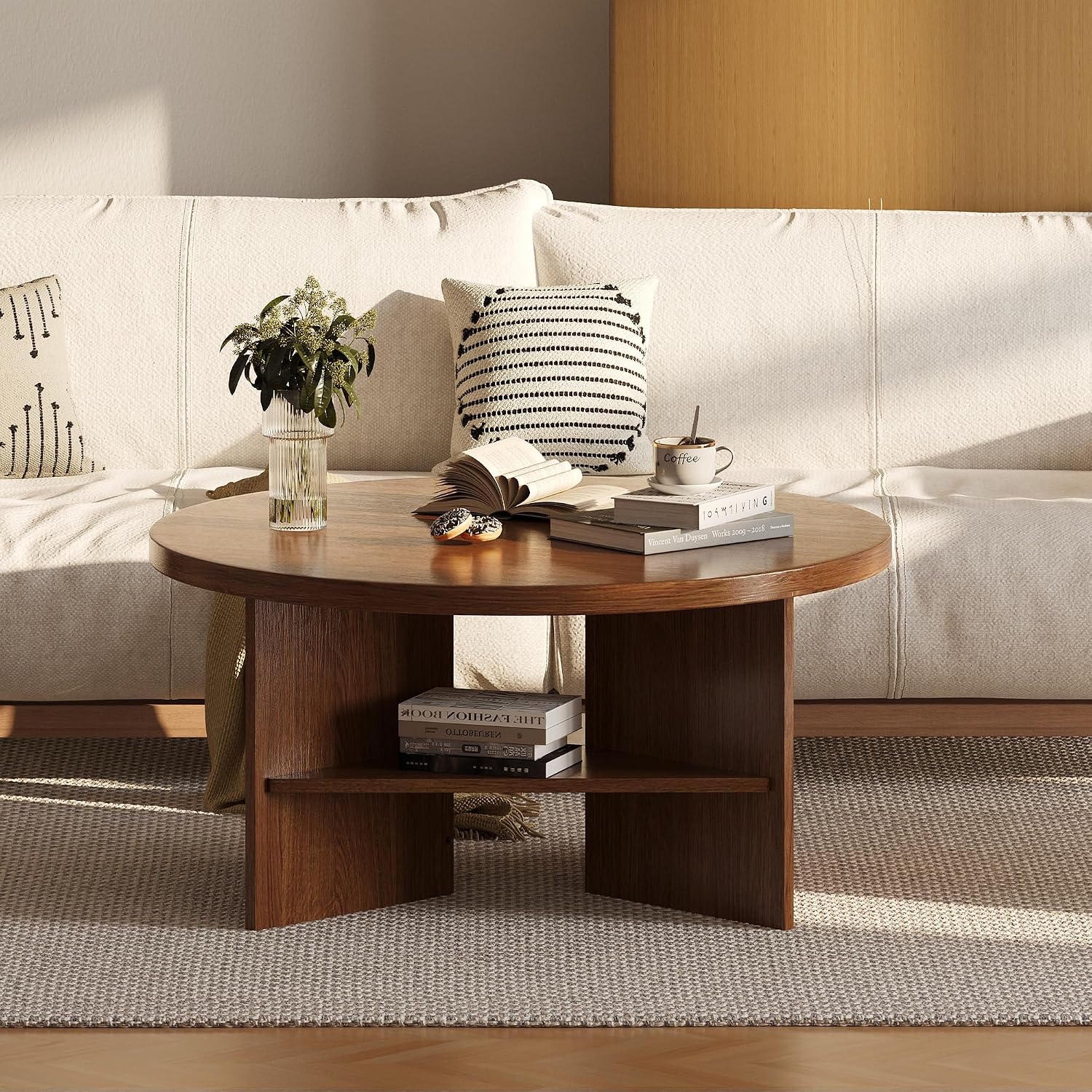 31.5'' Round Coffee Table, Modern Center Table for Living Room