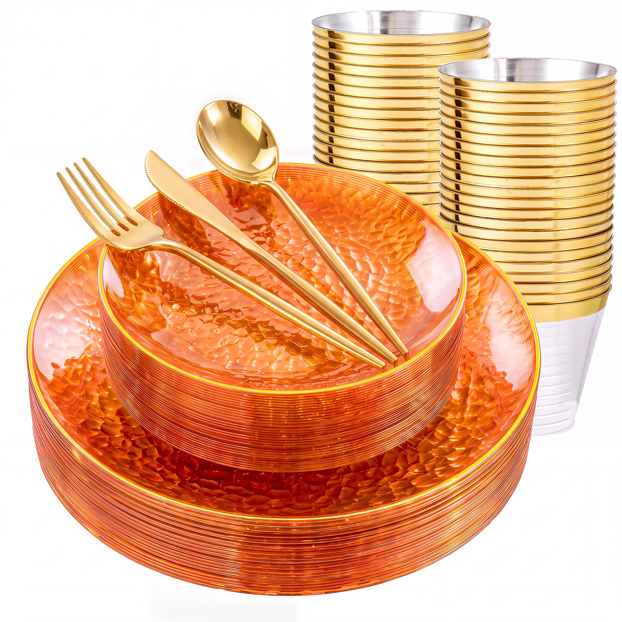 Gold Disposable Plates Set - 180 Piece Party Dinnerware -11 Gold Disposable Plates Set - 180 Piece Party Dinnerware -11