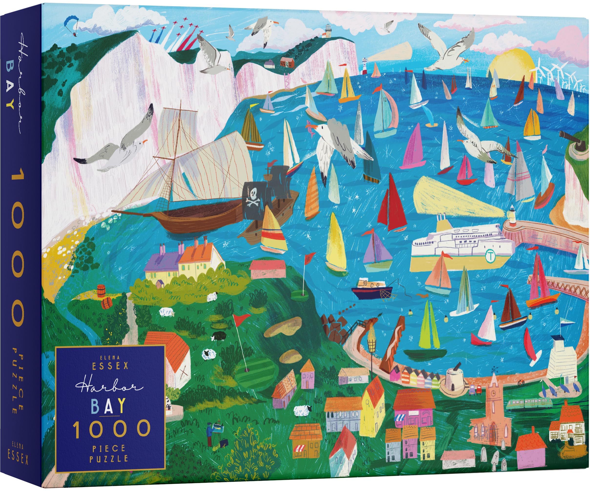 Elena Essex Jigsaw Puzzle - Harbour Bay, Jigsaw Puzzles for Adults 1000, Jigsaws 1000 Pieces for Adults, Colourful Sailing Boats Sea Beach Landscape Puzzle, Size 70x50cm โ image 1