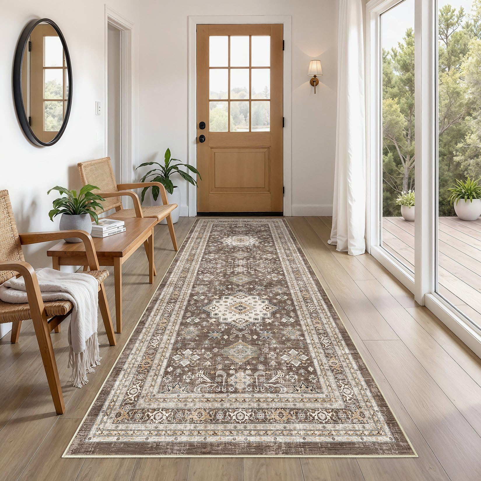 cotiled 3x8 Hallway Runner Rug for Entryway, Non-Slip Vintage, Dark Brown โ image 1
