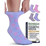 Pembrook Ankle Diabetic Socks for Women & Men - 4 Pairs Sun Pack (Pink, Gray, Purple, Blue), Moisture-Wicking, Wide Top, Quarter Non Binding Socks