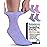 Pembrook Ankle Diabetic Socks for Women & Men - 4 Pairs Sun Pack (Pink, Gray, Purple, Blue), Moisture-Wicking, Wide Top, Quarter Non Binding Socks