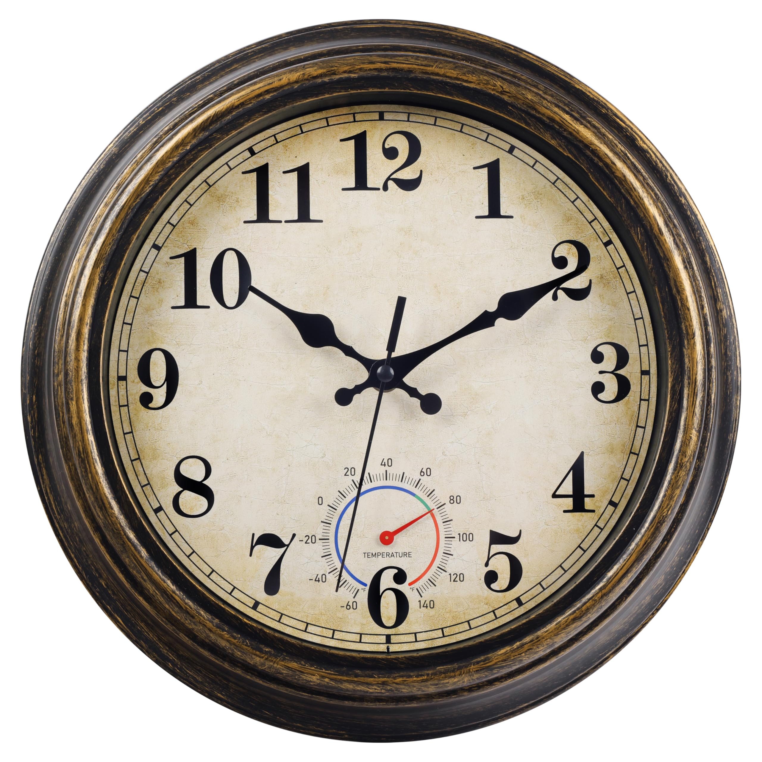 Photo 1 of Horizent Outdoor Clocks Waterproof with Thermometer Vintage Wall Clock Decor for Bathroom Patio Pool Garden(12 Inch)