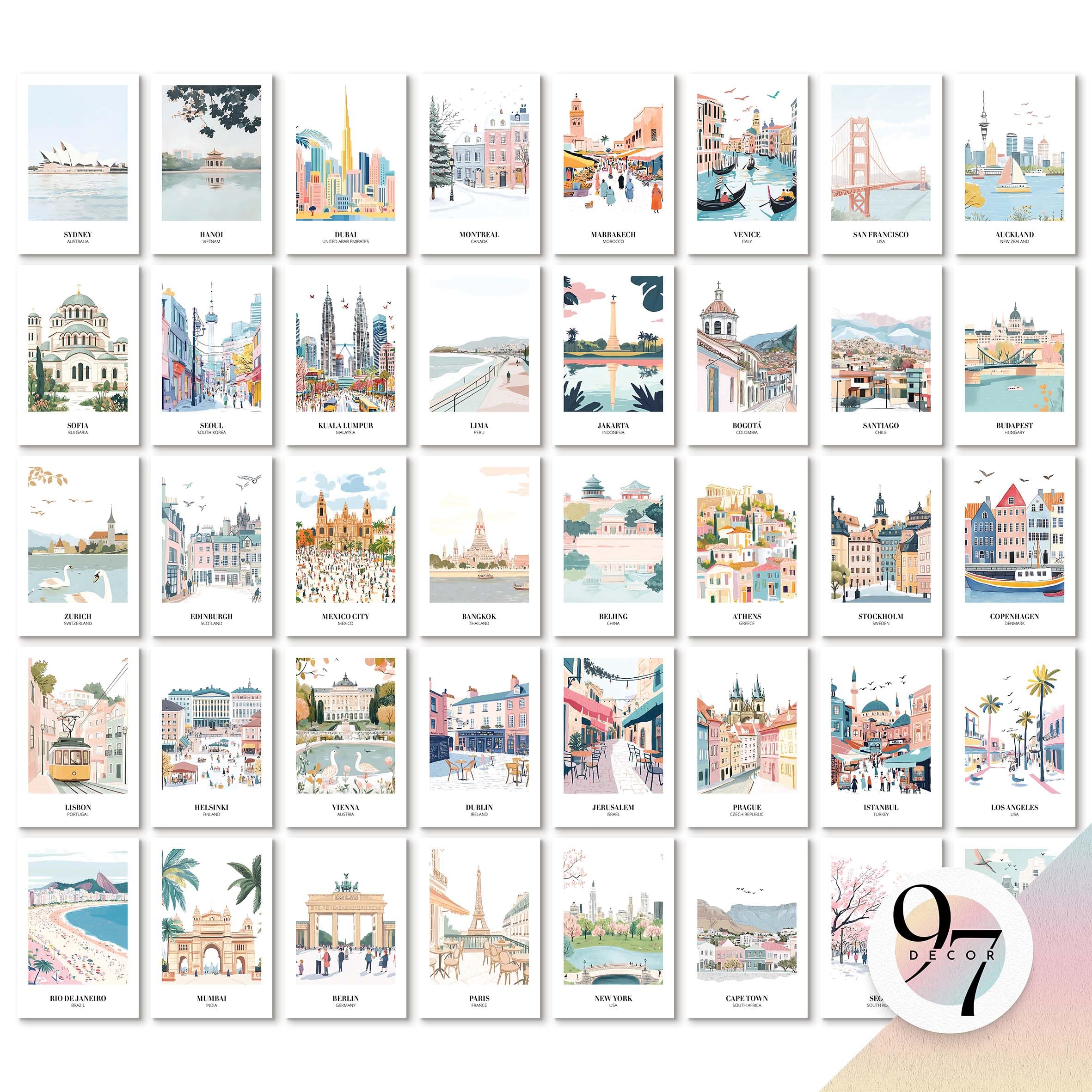 Amazon.com: 97 DECOR Vintage Travel Decor Posters - World Travel Wall ...