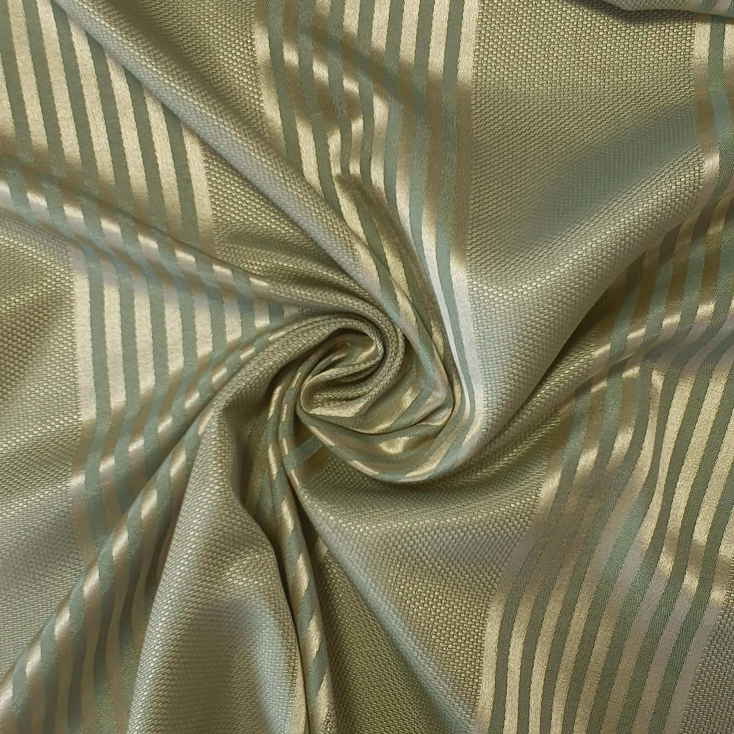 58"/150cm Wide Plain Poly Silk Satin Fabric (Available in 20+ Colours & Various Lengths) (Sage Stripe, 10 Meter)