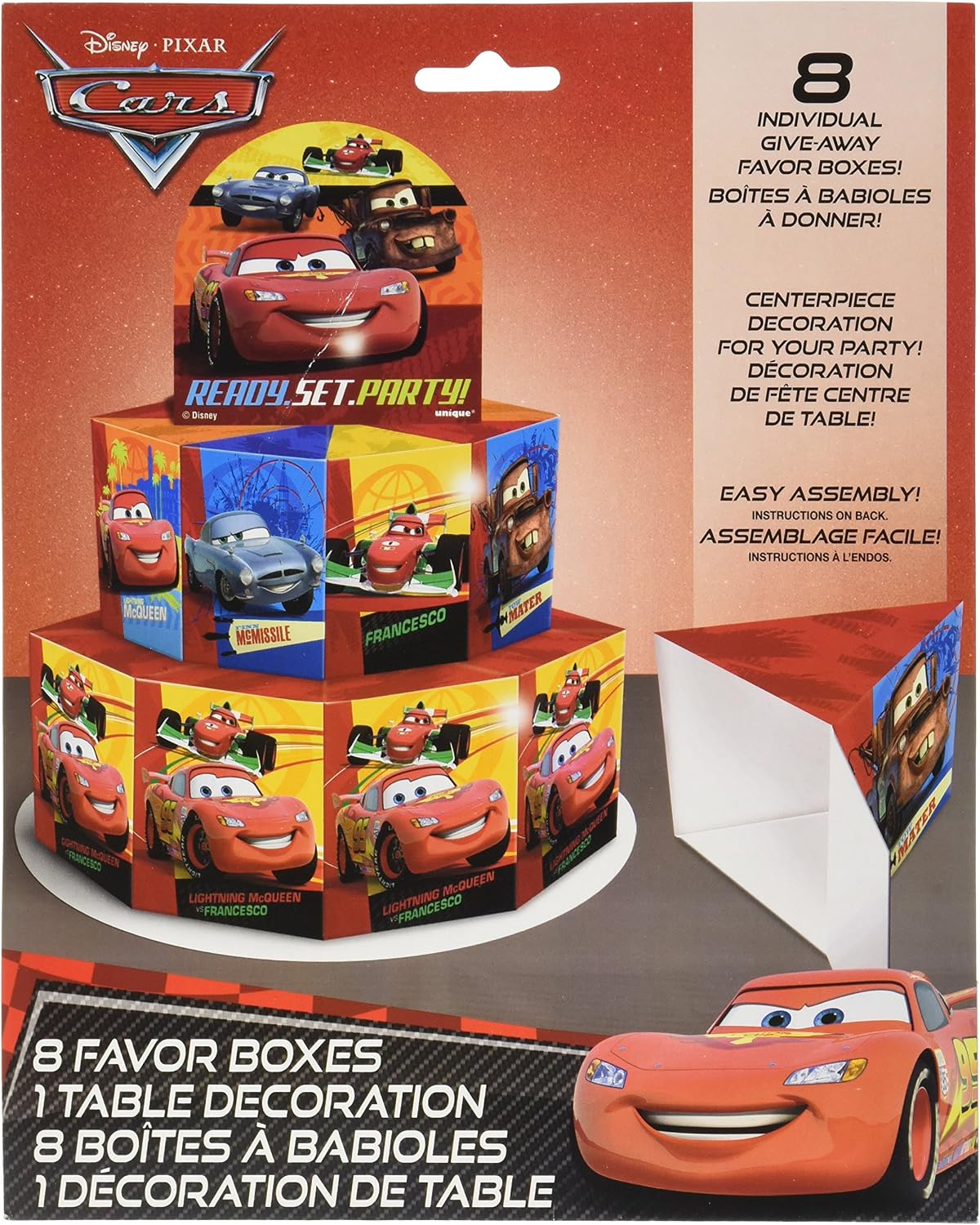 Disney Cars Favor Box Centerpiece Decoration for 8