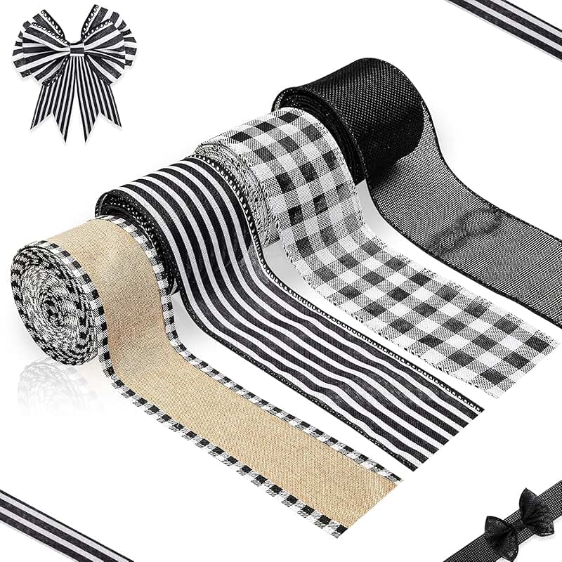 black and white checkered ribbon