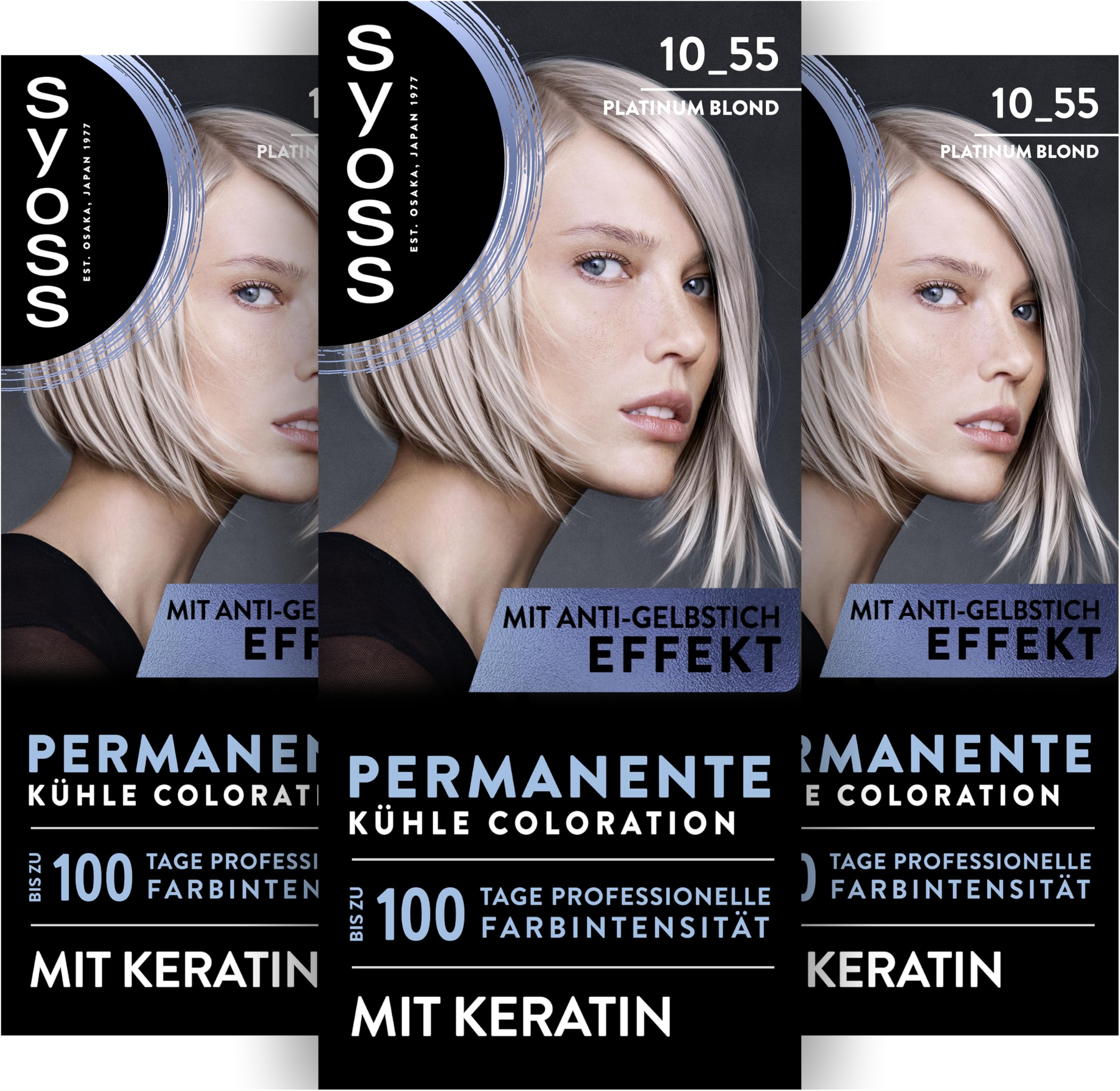 SYOSS Coloration 10_55 Platinum Blond (115 ml), permanente Coloration mit Keratin verleiht einen kühlen Farbton für bis zu 100 Tage professionelle Farbintensität, mit Anti-Gelbstich-Effekt