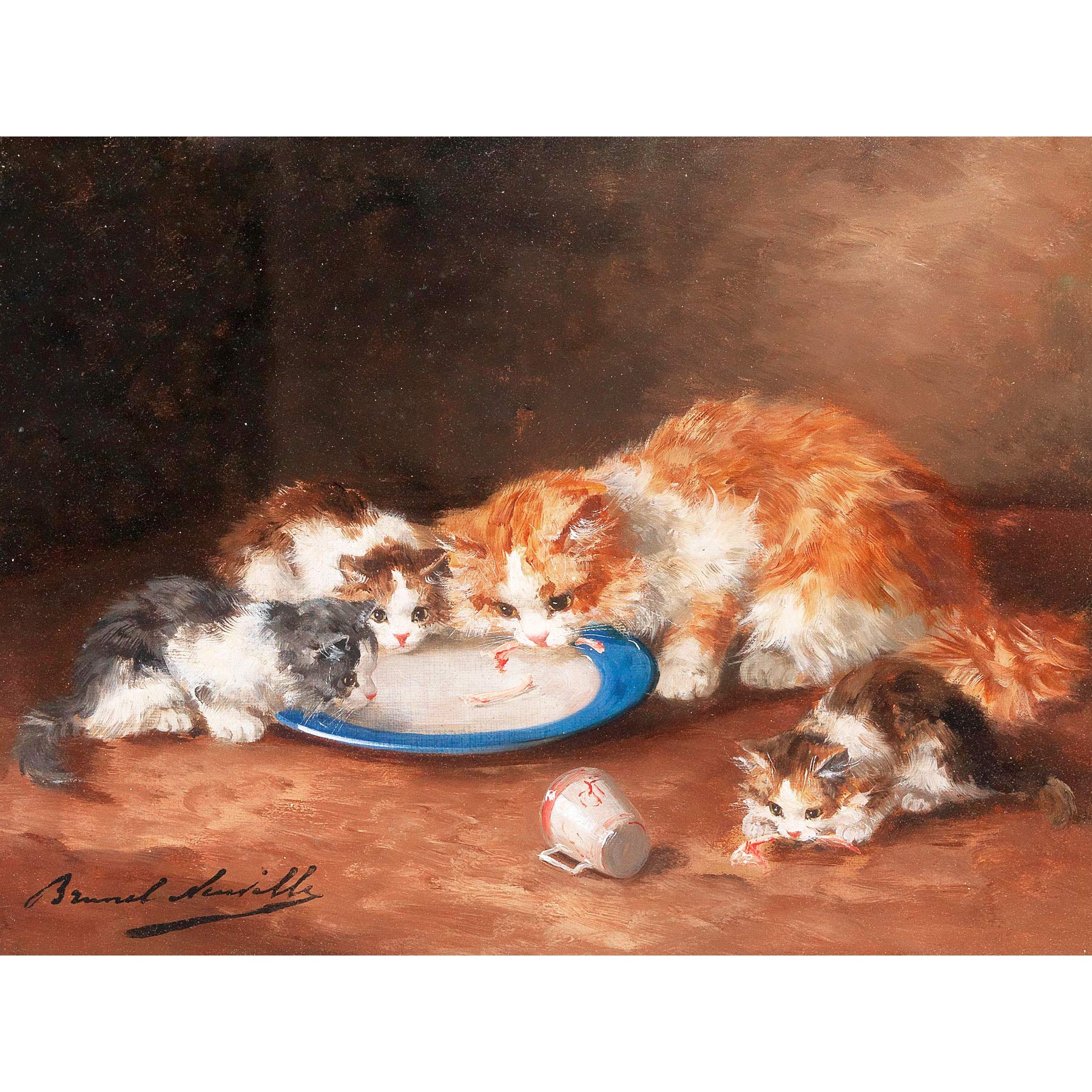 Brunel-neuville Wandbild, Motiv: Mutter und Katze Kätzchen, großes Wandbild