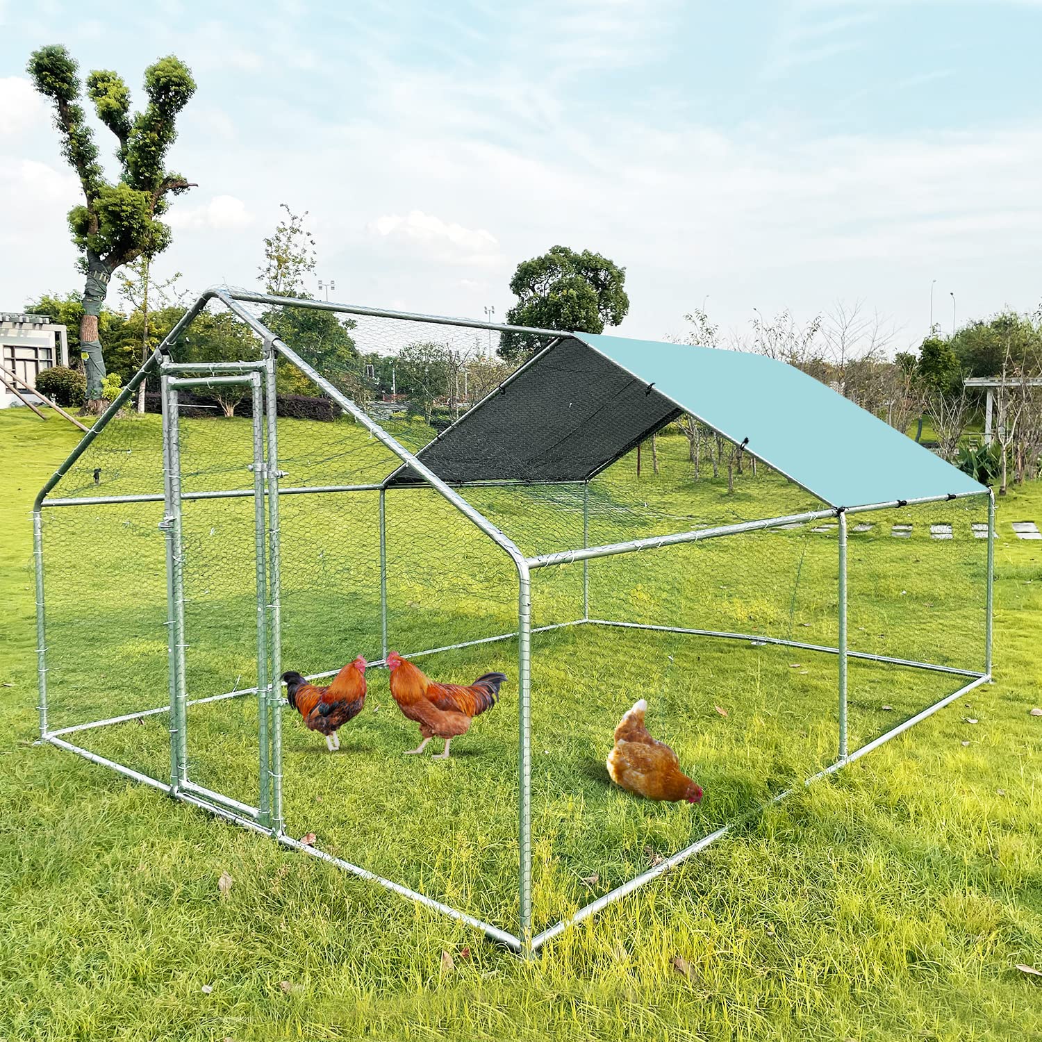 Amazon.co.jp: Hiwokk 大型金属製鶏小屋 ウォークイン 家禽ケージ