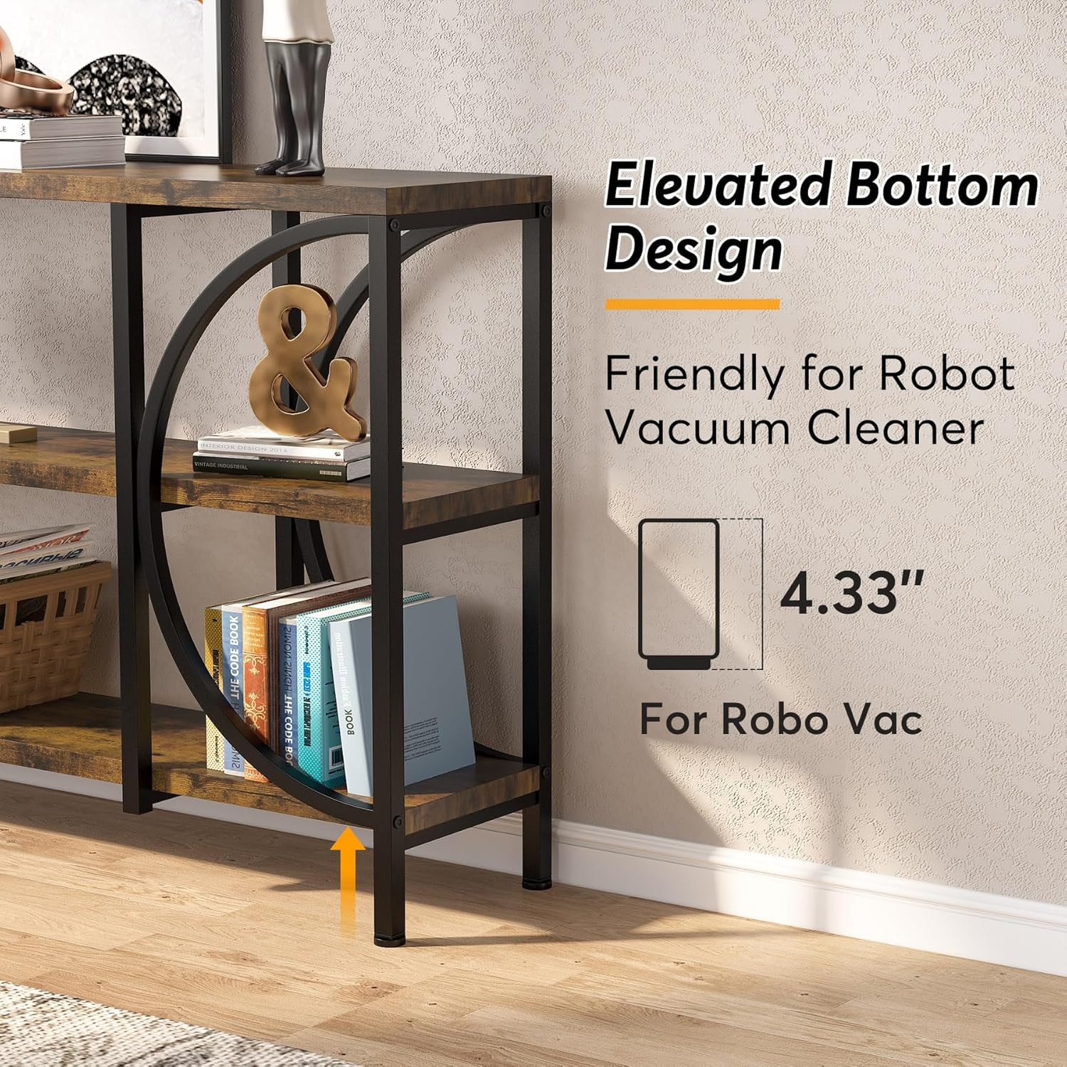 Tribesigns 70.9 Inch Extra Long Sofa Table, 3 Tier Narrow Console Table with Storage Shelves, Industrial Entryway Table Behind Sofa Couch for Living Room, Hallway, Foyer, Rustic Brown : Home & Kitchen