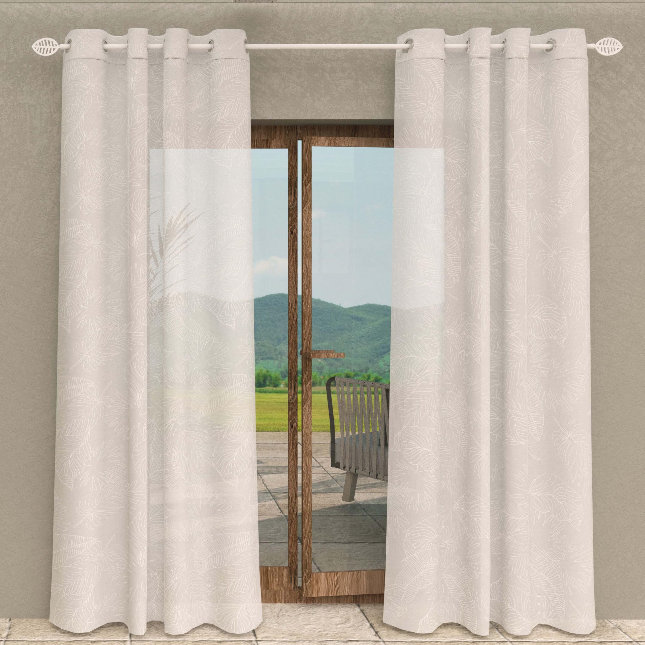 Soleil d'ocre, Celia Eyelet Curtain 135 x 250 cm White