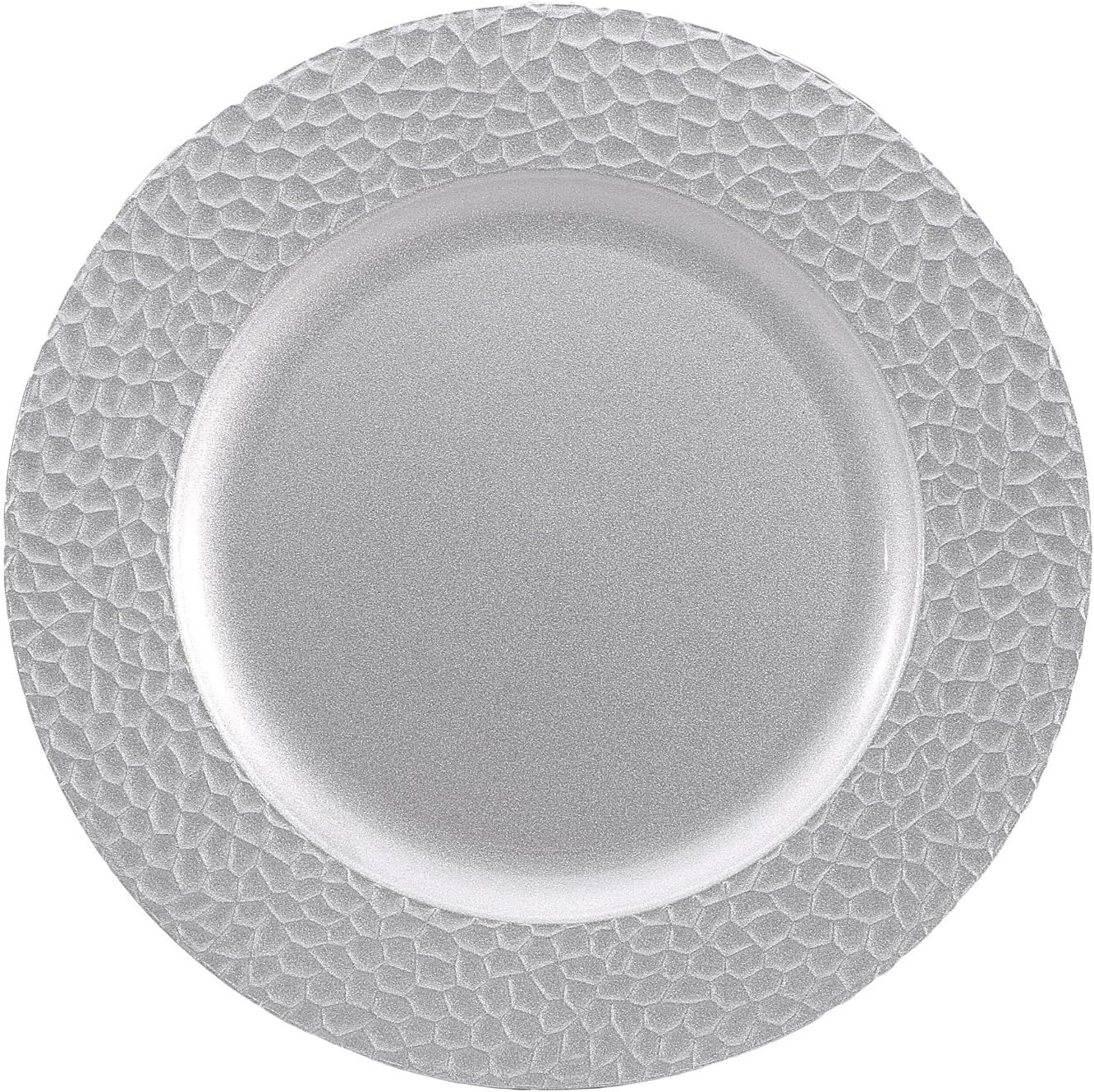 Set of 6 Hammered Silver Charger Plates Decorative Under-Plates