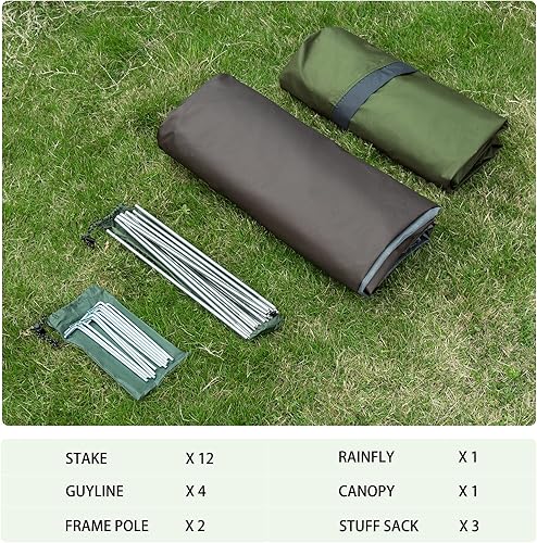 Miniatura 7 de Bessport Camping Tent 1/2 Person Tent Waterproof Two Doors Backpacking Tent Easy Setup Lightweight for Outdoor, Hiking Mountaineering Travel