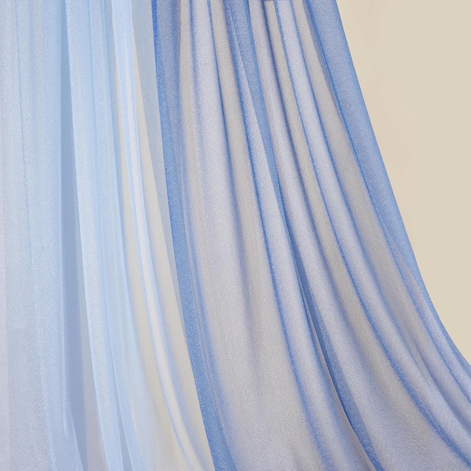 PakiInno Blue Chair Sashes Tulle Chair Cover: 50 PCS 8ft Long Sheer Chair Bows Sashes - for Wedding Ceremony Aisle Chair Drape Decorations