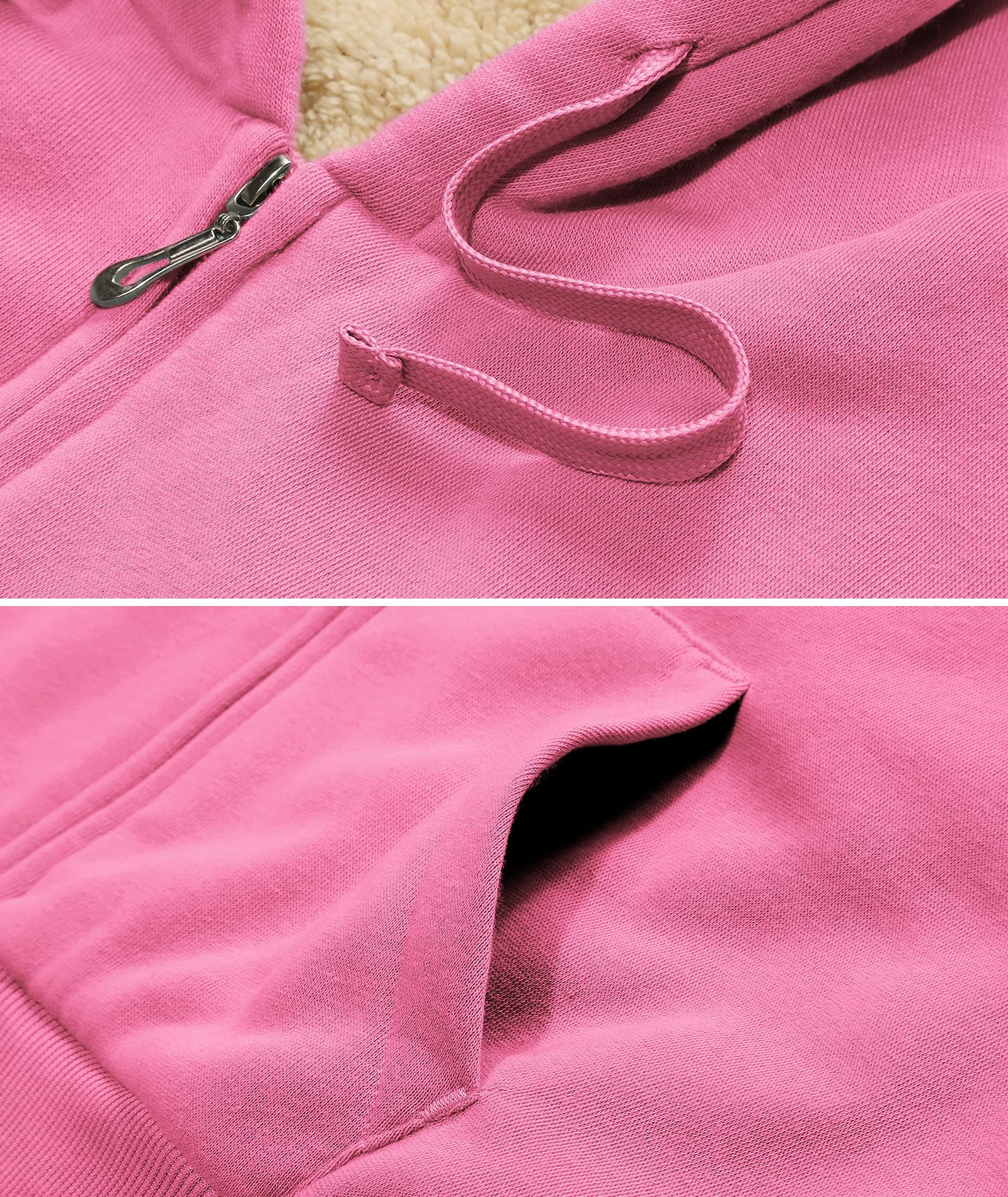 GEEK LIGHTING Felpa Donna con Cappuccio Foderata in Pile Calda Giacca Invernale con Zip Felpa Pile Donna Teddy Hoodie con Cerniera Sweatshirt Inverno Autunno S-2XL