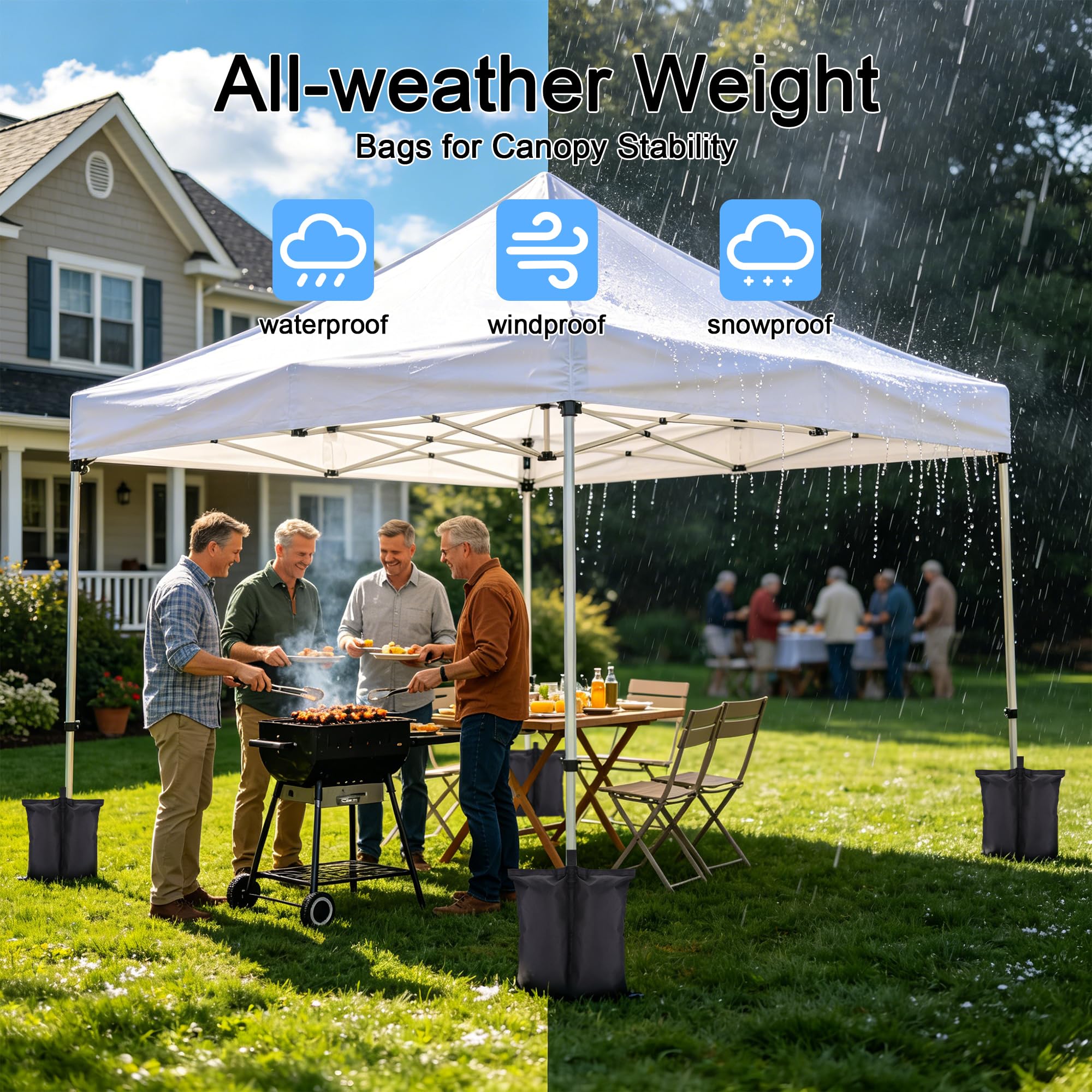 Set da 8 pesi da gazebo con sacchi di sabbia, pesi resistenti, sacchi di sabbia per gazebo pieghevoli, ombrelloni da giardino, ombrelloni da spiaggia, sacchi di zavorra per trampolini, neri - senza sa