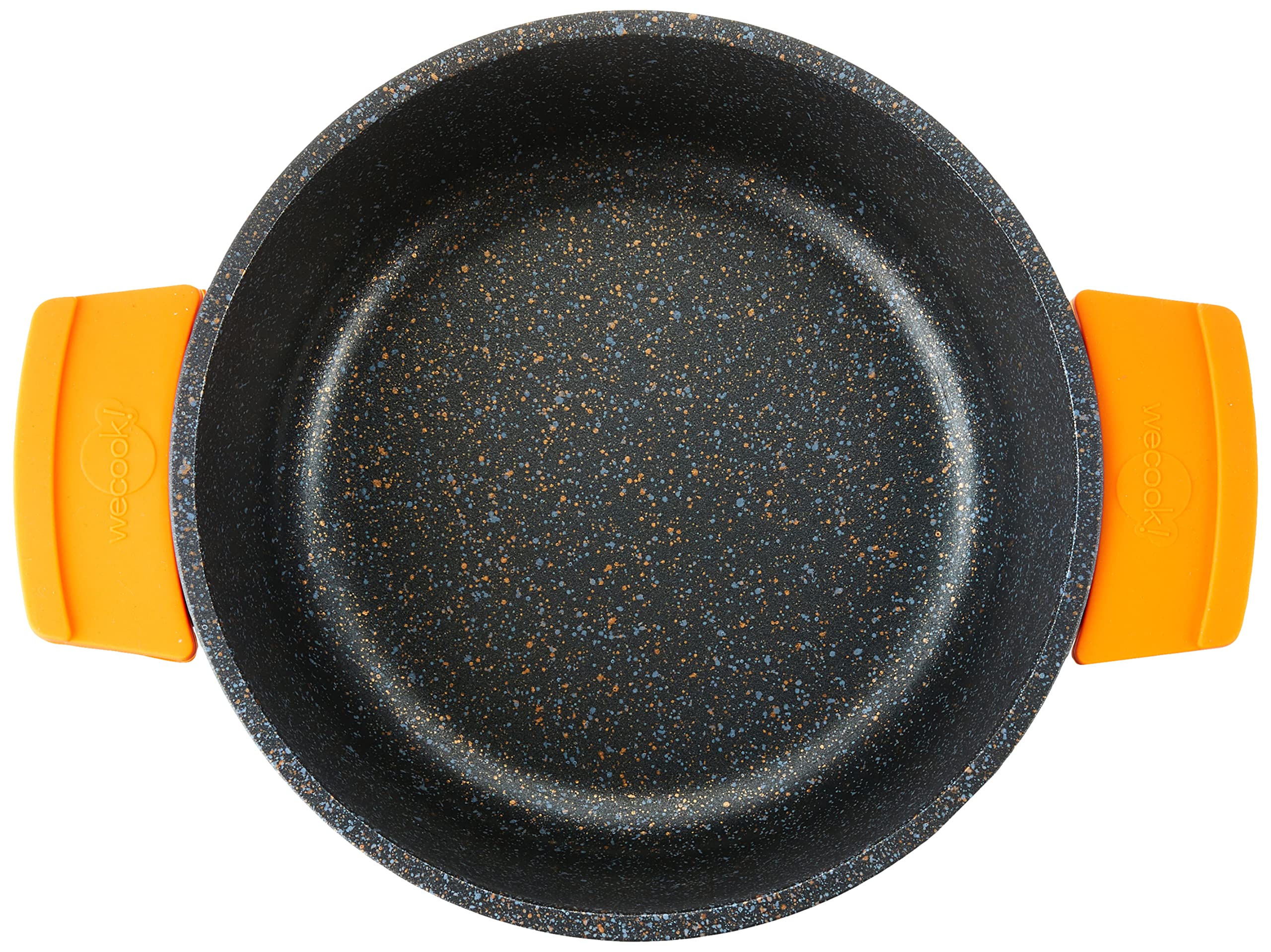 WECOOK! Ecochef Titanio Casseruola Alta, Induzione, Coperchio di Vetro 20cm, Antiaderente QUANTANIUM Ecologico senza PFOA, Alluminio Fuso 5mm Spessore, Maniglie in Silicone, Vitroceramica, Forno