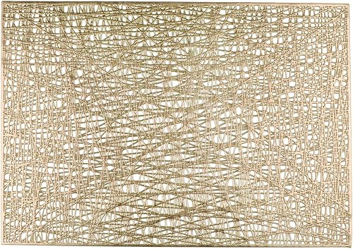 Miniatura 1 de Snowkingdom Juego de 8 manteles individuales rectangulares dorados de vinilo metálico, fáciles de limpiar, antideslizantes, resistentes al calor,