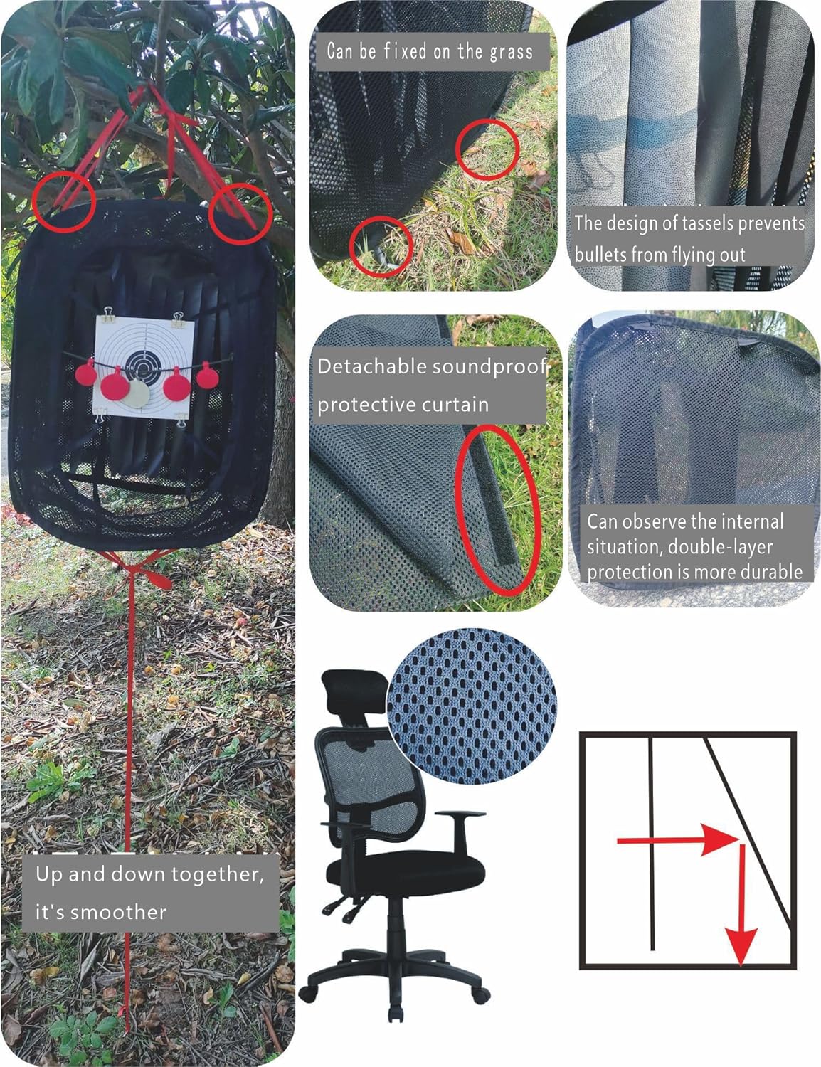 Portable Airsoft Target Tent-Black-Non Lethal with BB Trap Recycle The Ammo Indoor Outdo
