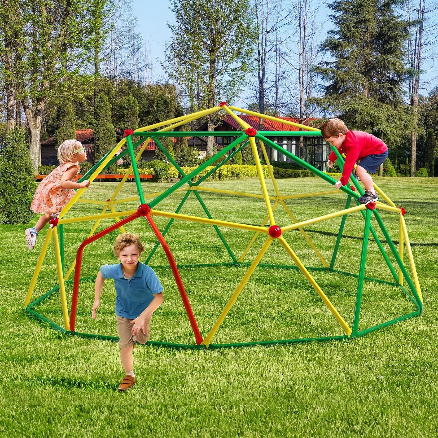 Zupapa 10FT Climbing Dome, Outdoor 10FT Geometric Dome Climber for Kids 3-10 Supporting 1000 lbs, Easy Assembly Playground Jungle Gym Backyard Play Equipment