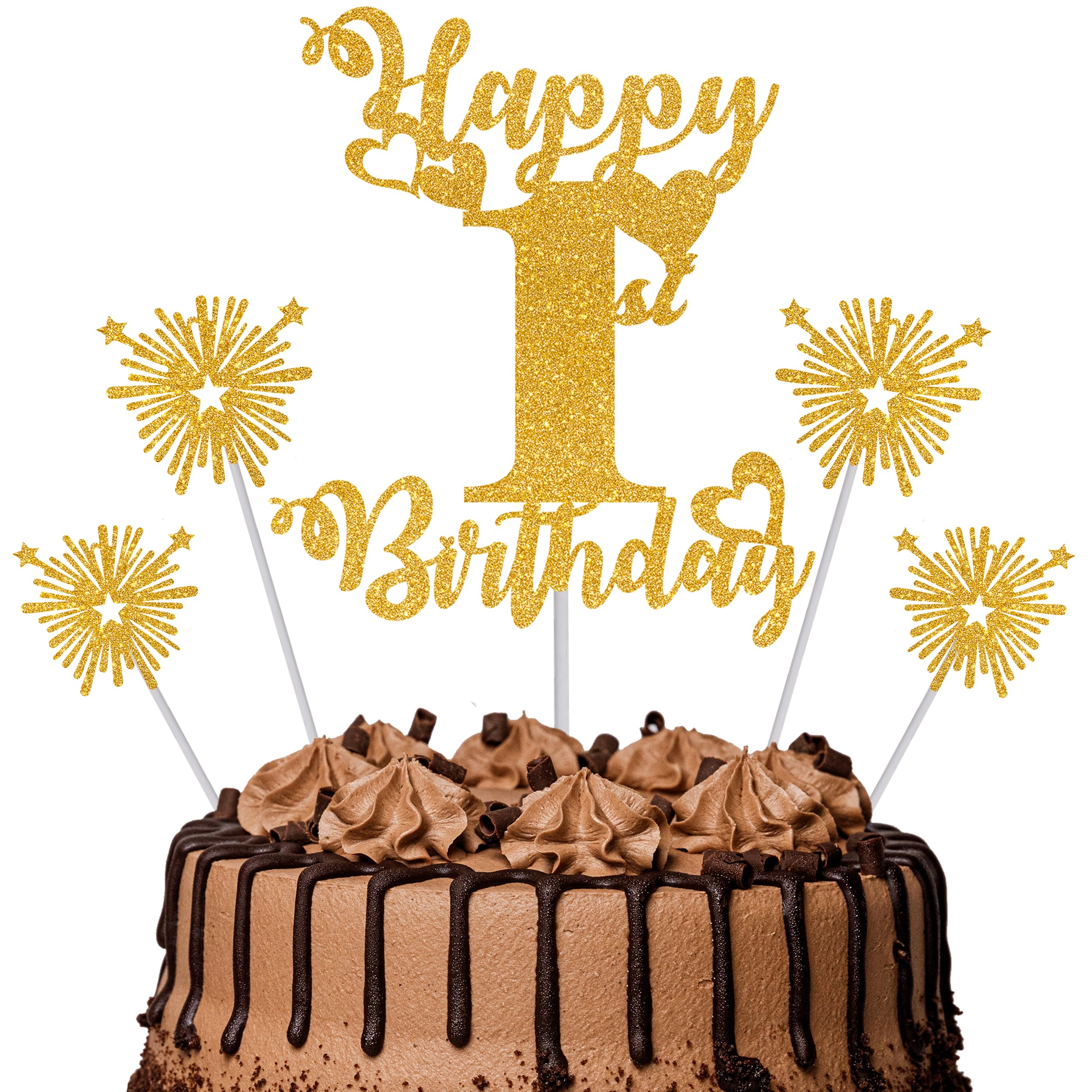 Gold Glitter 96th Birthday Cake Topper Set – 5 Piece Premium Glitter Birthday Decoration & Party Supplies for Men, Women & Kids – 96th Birthday — view 57