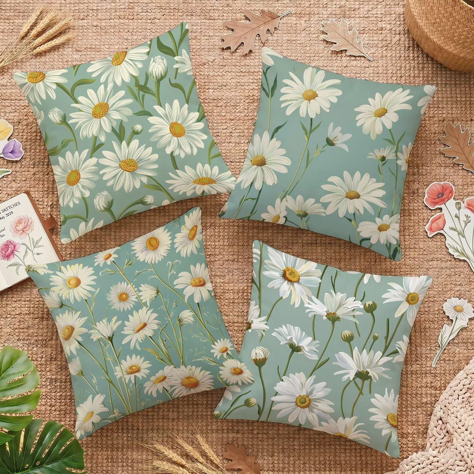 Housse de coussin extérieur imperméable 55x55 lot de 4 velours