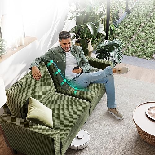 Miniatura 9 de LINSY Sofá biplaza de 79 pulgadas, sofá de pana con asiento profundo ajustable y cojín de resorte, cómodos y modernos sofás pequeños para espacios