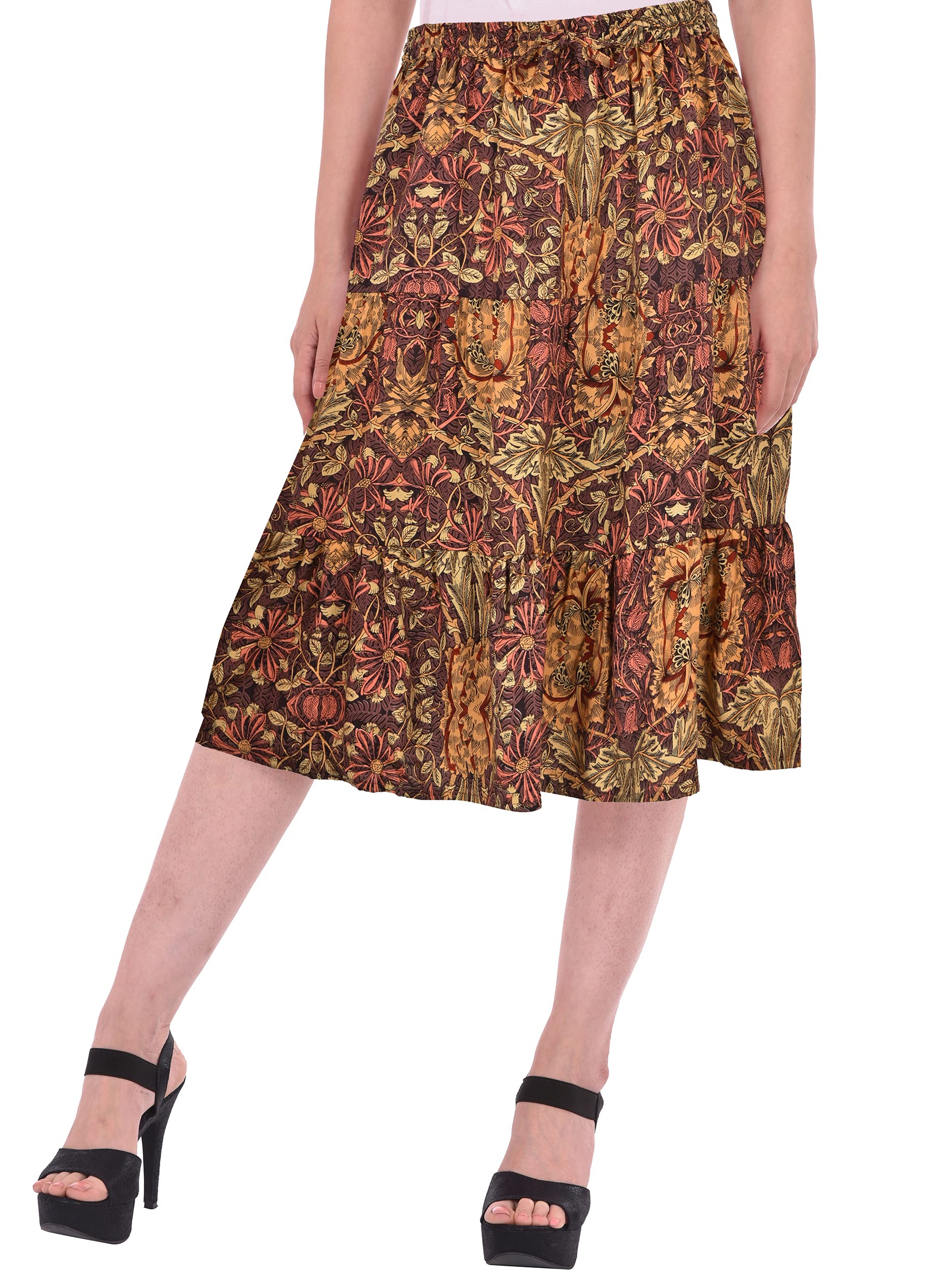 cotton breeze Women's Printed Rayon Skirt Black-picture-47