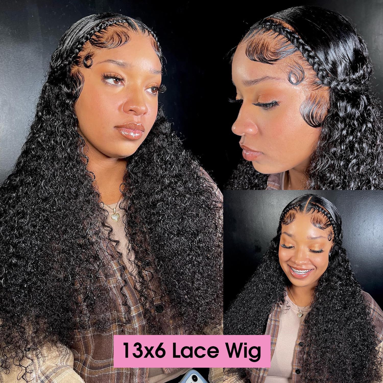 32 inch Water Wave Lace Front Wigs Human Hair 180% Density 13x6 HD Trasparent Glueless Lace Frontal Wigs for Women Human Hair Pre Plucked Wet and Wavy Human Hair Wigs