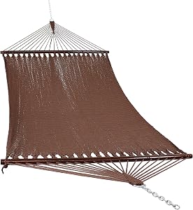 Sunnydaze Soft-Spun Polyester Rope Double Hammock for Outside - 600-Pound Weight Capacity Extra Large Hammock - Mocha