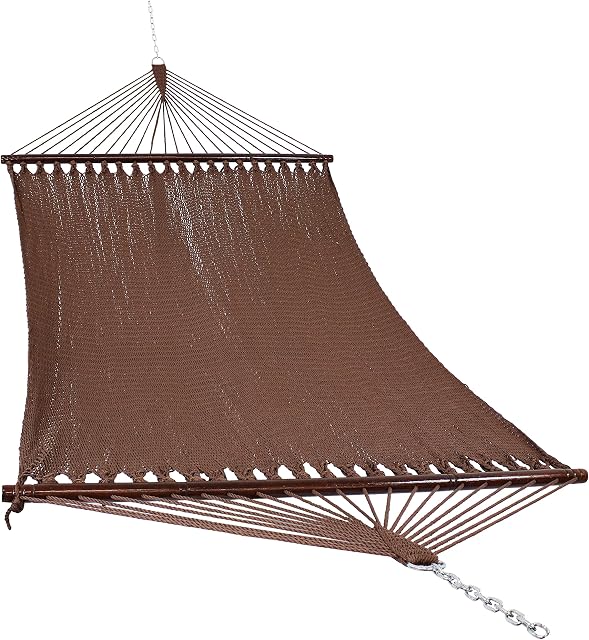 Sunnydaze Soft-Spun Hamac double en polyester pour l'extérieur - 600-Pound Poids Capacité Extra Grand Hammock - Moka