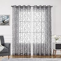 Vista 10 de Cortinas traslúcidas de encaje blanco para dormitorio, 55 x 54 pulgadas, paneles de cortina de encaje con rosas florales francesas duraderas