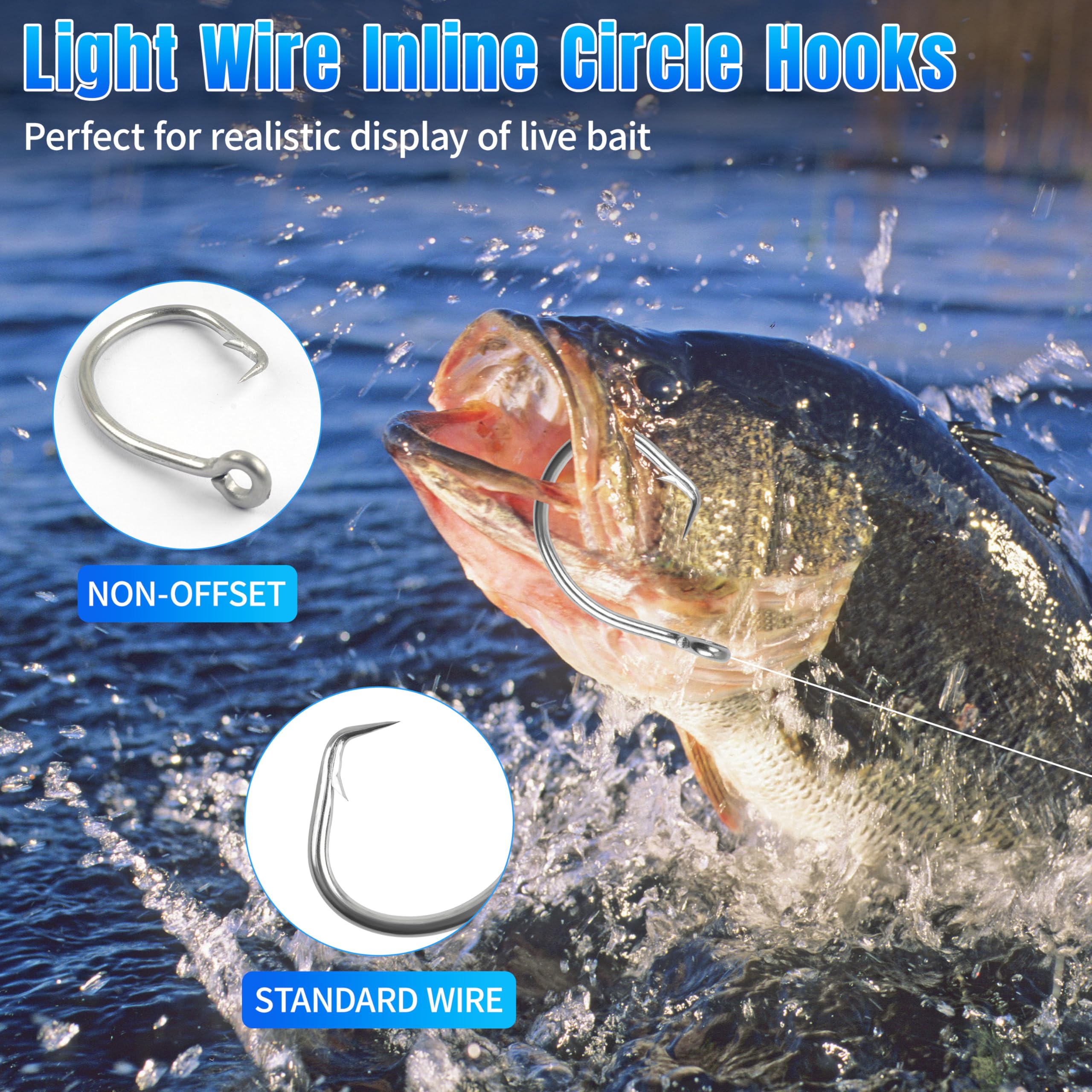 Tuna Circle Hooks Stainless Steel Big Game Saltwater Fishing Hooks Short Shank 2X Extra Strong Shank Circle Hook for Tuna Swordfish Shark 20pcs : Sports & Outdoors