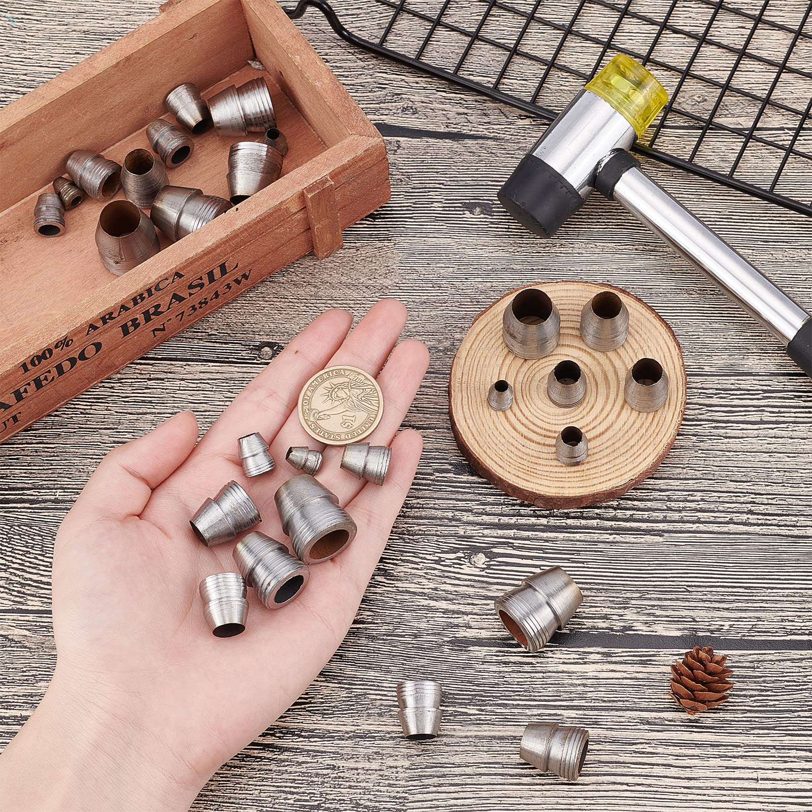 Kit Cunei 20 Pezzi Cunei Rotondi Della Maniglia Di Sicurezza, 20 Pz Martello D'Acciaio Accessori Per Manutenzione Attrezzi