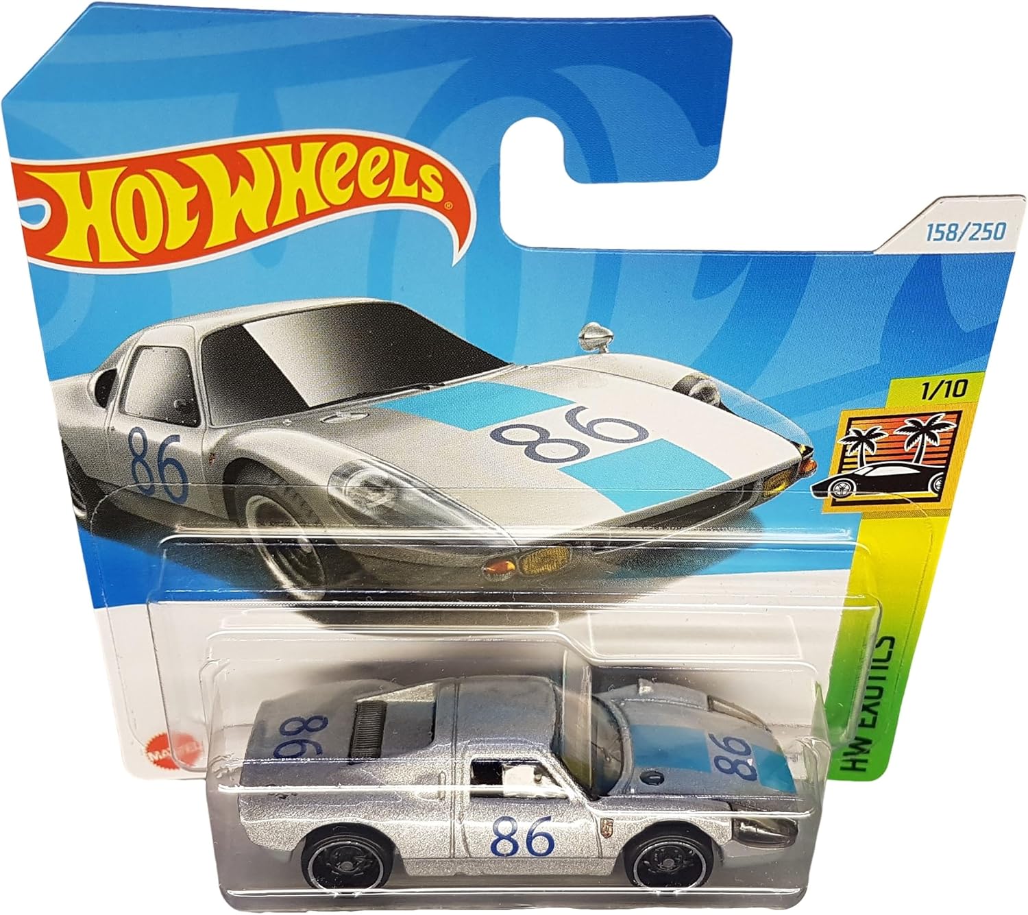 Hot Wheels Porsche 904 Carrera GTS 1/64 Scale Diecast Car, Silver, HW Exotics 1/10