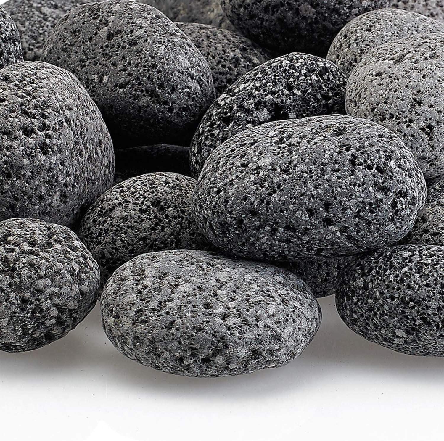American FireGlass Natural Gray Lava Stones, Small 1/2 to 1 Inch Smooth Volcanic Lava Rocks for Fire Pit and Fireplaces, 10 Pound Bag Outdoor Fire Pit Accessories (LAVAST-S-10)