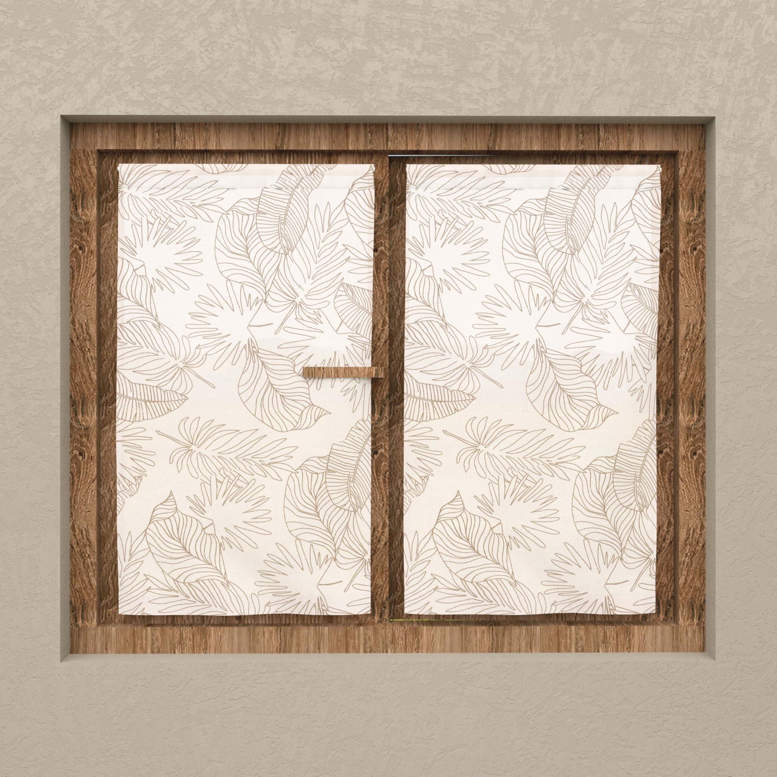 Soleil d'ocre, Celia Pair of Half Curtain 60 x 120 cm Taupe