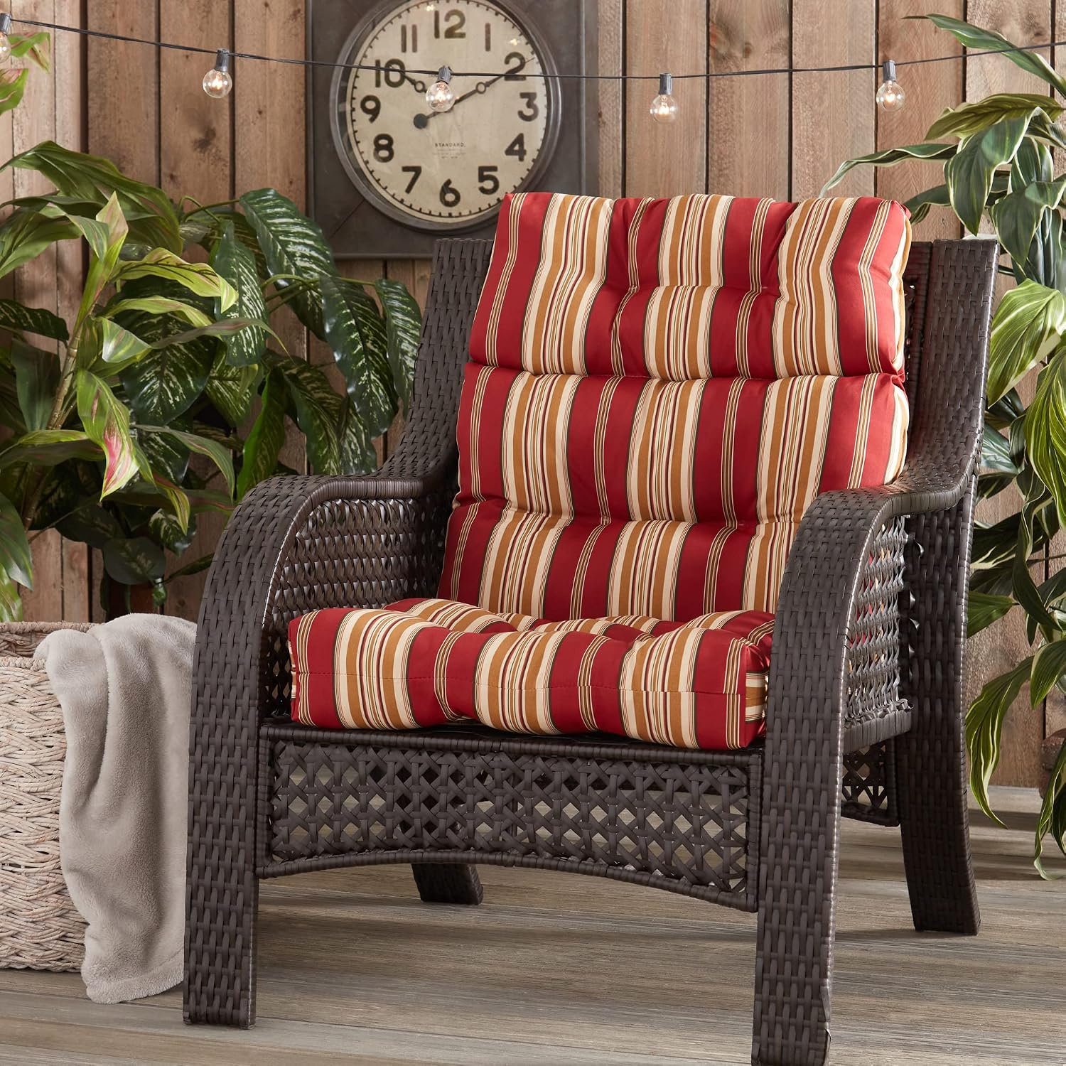South Pine Porch Outdoor High Back Chair Cushion, Roma Stripe