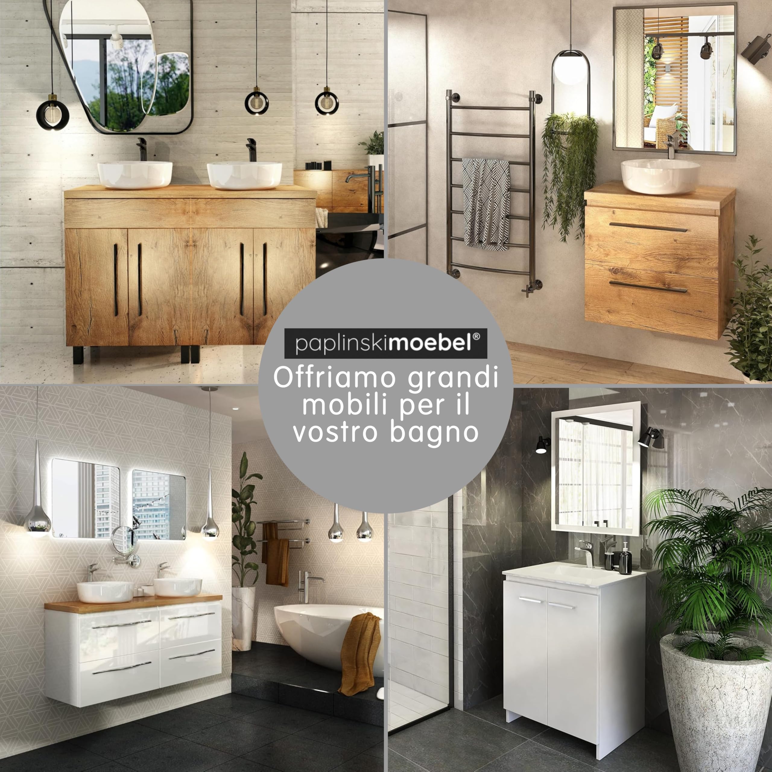Lavandino Bagno con Mobiletto 40 cm Majorka, Ceramica, Mobile Bagno con Lavabo, Mobile Lavabo, Mobiletto Sotto Lavandino - Marrone