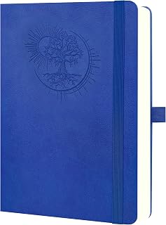 Mlife Notizbuch B5 mit Lebensbaum-Design–300 Seiten,100g Papier,PU-Cover,elastisches Band,Stifthalter,3 Lesezeichen–Ideal für Beruf, Studium & Geschenk(Blau)