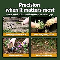 Vista 3 de Point Homi - Azada de mano, herramienta de jardín tradicional coreana hecha a mano con mango de madera de castaño y acacia para deshierbar y plantar