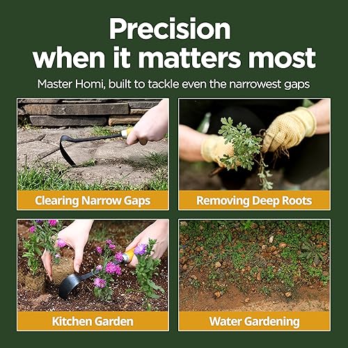 Miniatura 3 de Point Homi - Azada de mano, herramienta de jardín tradicional coreana hecha a mano con mango de madera de castaño y acacia para deshierbar y plantar