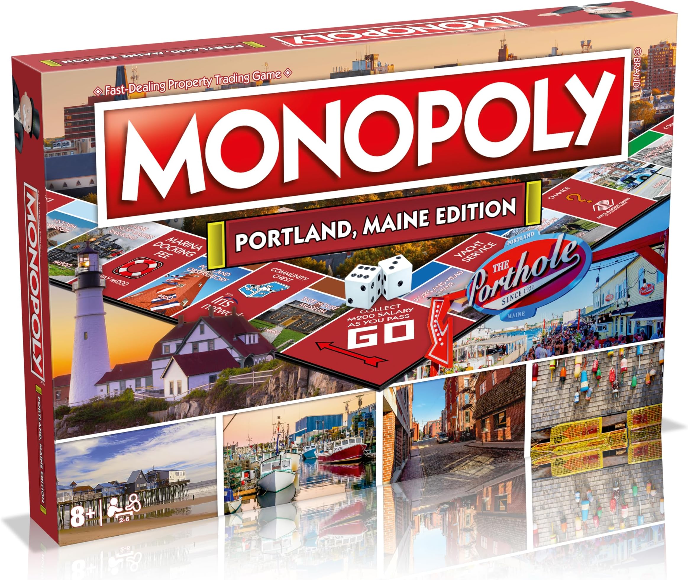 Monopoly Board Game Portland ME Edition: 2-6 Players Family Board Games for Kids and Adults, Board Games for Kids 8 and up, for Kids and Adults, Ideal for Game Night