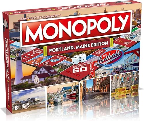 Monopoly Board Game Portland ME Edition: 2-6 Players Family Board Games for Kids and Adults, Board Games for Kids 8 and up, for Kids and Adults, Ideal for Game Night
