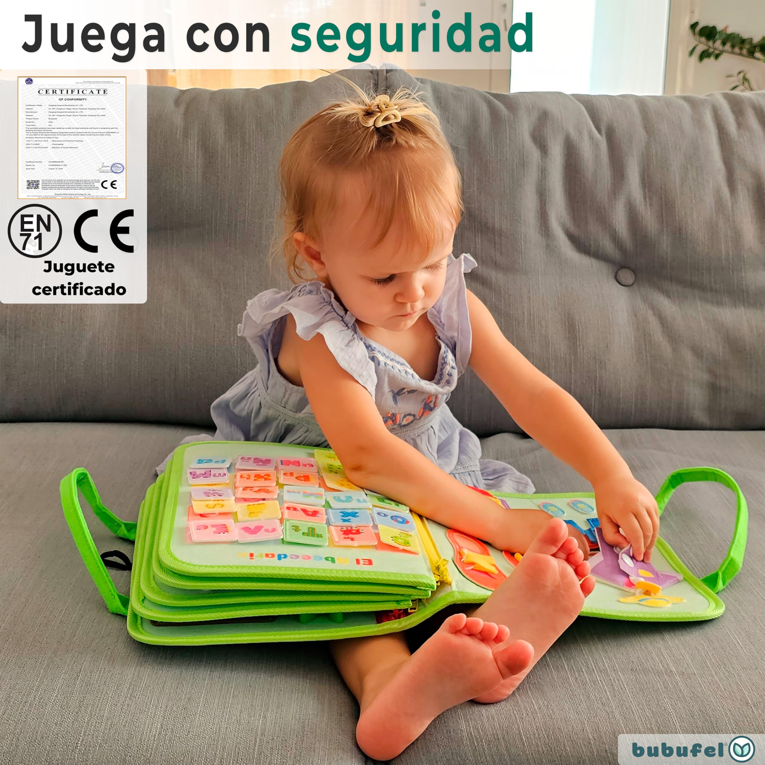 Busy Board Montessori Español | Libro Sensorial Montessori 10 Capas +26 Actividades | Juguetes Educativos 2 3 4 Años | Motricidad Fina | Maletín Busy Book Fieltro | Regalo Niño Niña